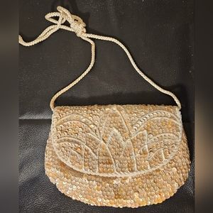 Vintage Handmade Sequined and Beaded Crossbody Evening Bag